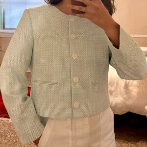 NWT!! J. Crew Pastel Green Tweed Blazer